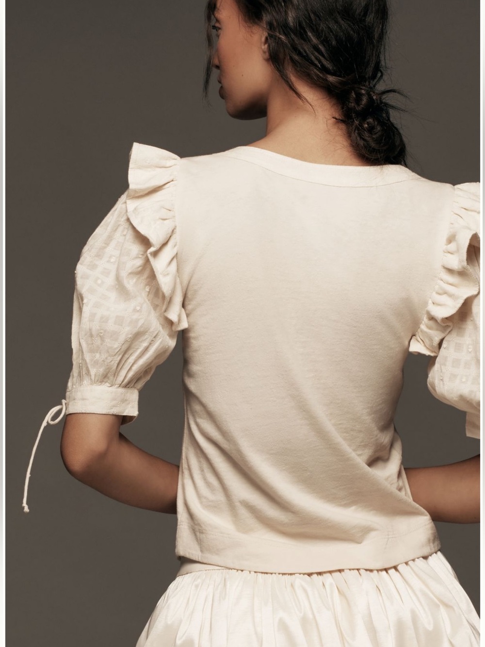 Anthropologie Embroidered Puff-Sleeve Top Size XL - Picture 2 of 9